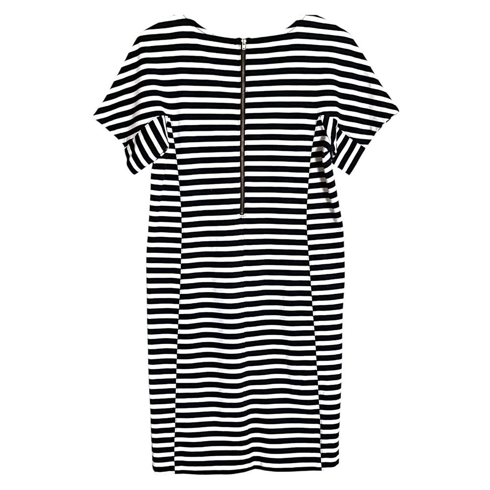 J.Crew Womens Black White Striped Short Sleeve Shift Dress Medium Stretch Cotton - Picture 3 of 13